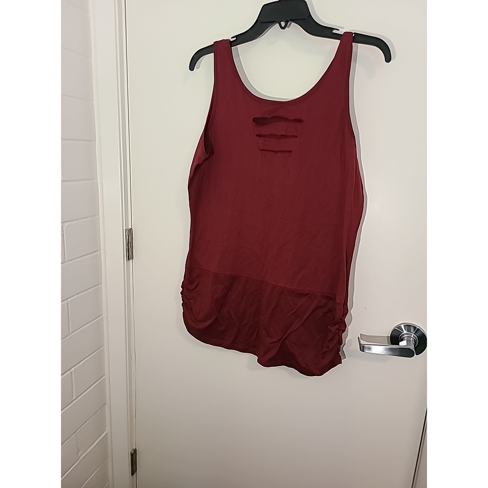 Unknown‎ Brand Tank Top Sleeveless Burgundy Ruched Casual Top Size XL Pre-Owned